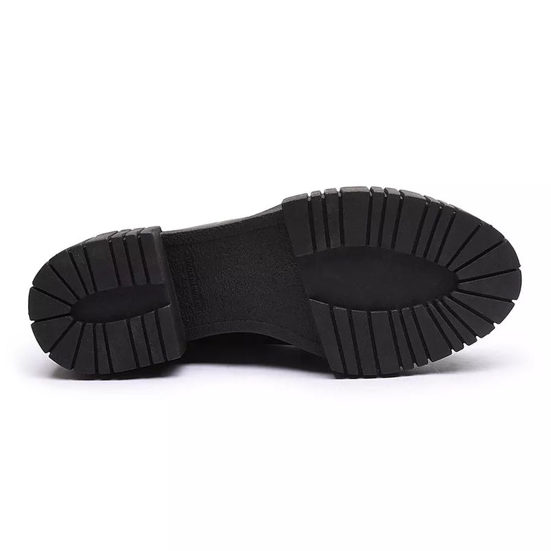 Mocassim Fourshoes Feminino Tratorado Preto com Metal Prata