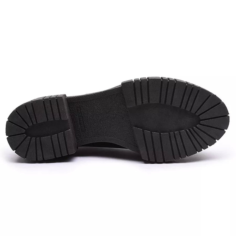 Mocassim Fourshoes Feminino Tratorado Preto com Metal Prata