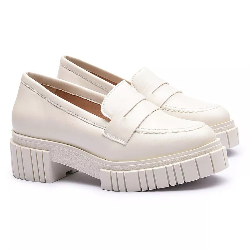 Mocassim Franshoes Feminino Tratorado Off White