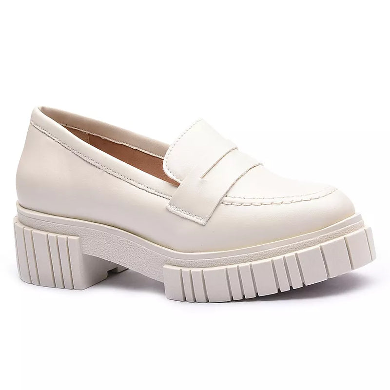 Mocassim Franshoes Feminino Tratorado Off White