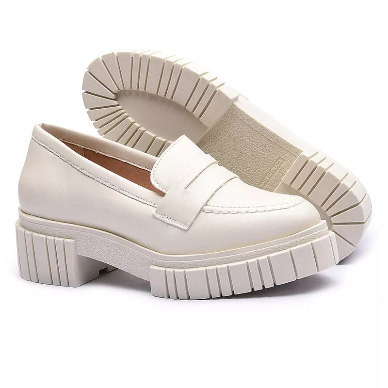 Mocassim Franshoes Feminino Tratorado Off White