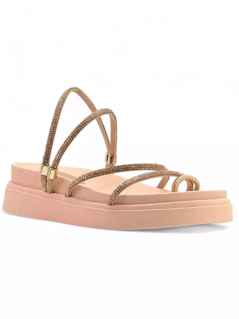 Sandália papete flat BKA003 - Rose/manta bronze