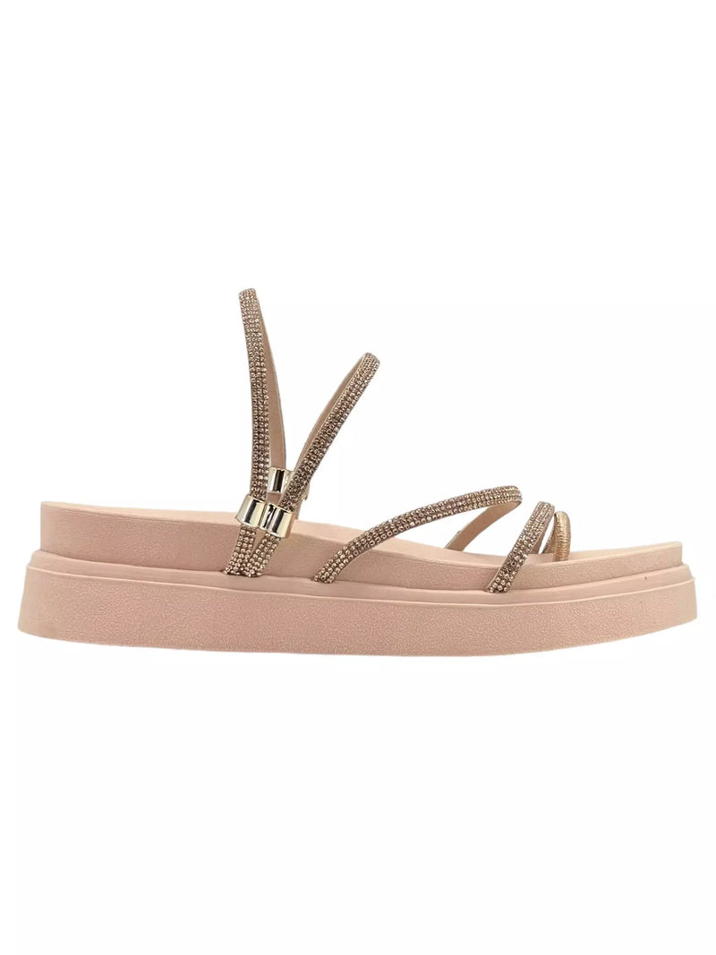 Sandália papete flat BKA003 - Rose/manta bronze